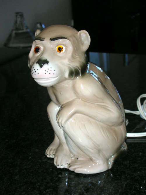 Vintage Porcelain Monkey Perfume Lamp