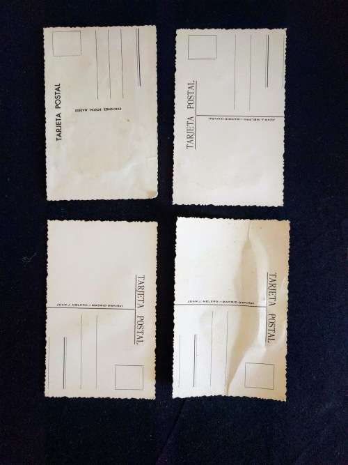 Set Four Vintage 1960's Spanish Silk Embroidered Post Cards