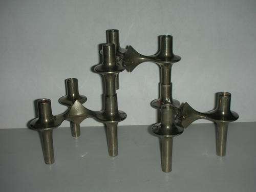 Set of 3 Mid-Century Nagel Germany Modular Stacking Candle Holders