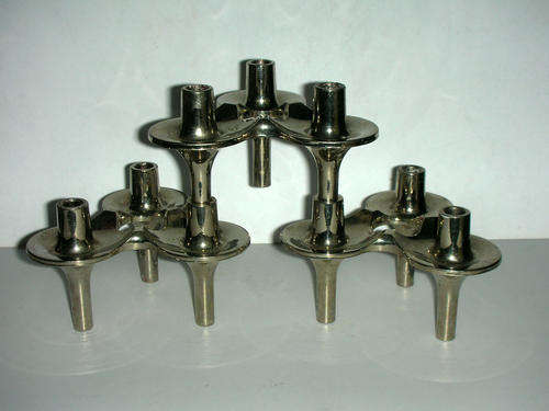 Set of 3 Mid-Century Nagel Germany Modular Stacking Candle Holders