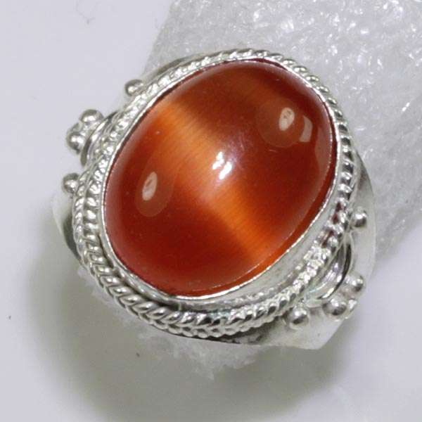 STUNNING!!!! CATS EYE NATURAL GEMSTONE 925 SILVER RING SIZE 8