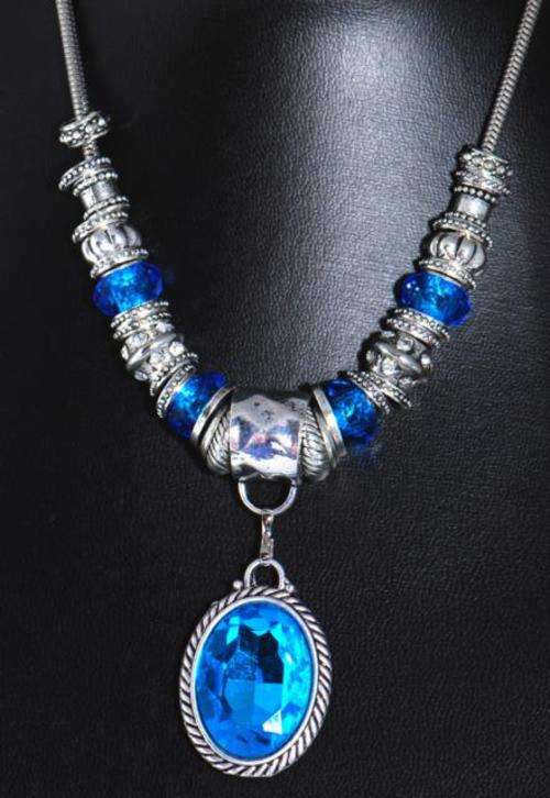 Stunning, Blue Pendant Charm with Pandora Style Beads