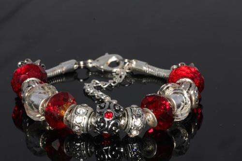 Fashion Jewelry:  Adjustable Bracelet with Red Crystal Beads
