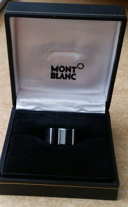 Montblanc Solid Silver with Natural Onyx Ring