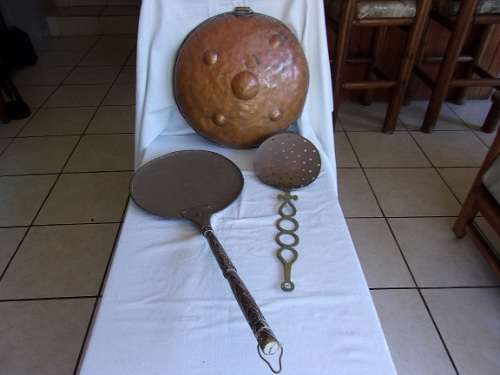 3 Vintage large copper hanging display items for 1 bid