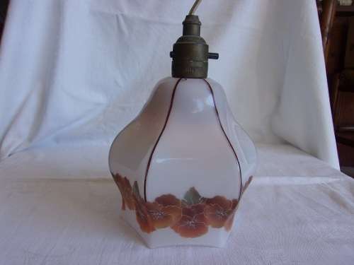 Beautiful vintage bell shaped floral glass ceiling light fitting