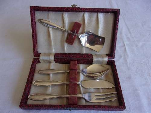 Vintage cased A1 silver plated tea service flatware set
