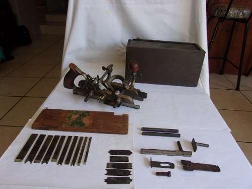 Antique Stanley Level & Rule Co. No. 45 combination plane with cutters in original box