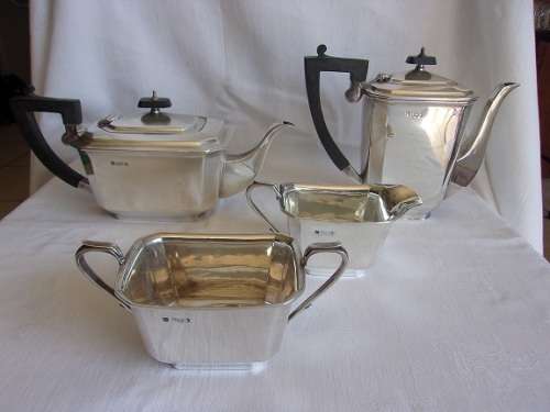 Vintage art deco 4 piece Sterling silver tea & coffee set - 1,9 kg