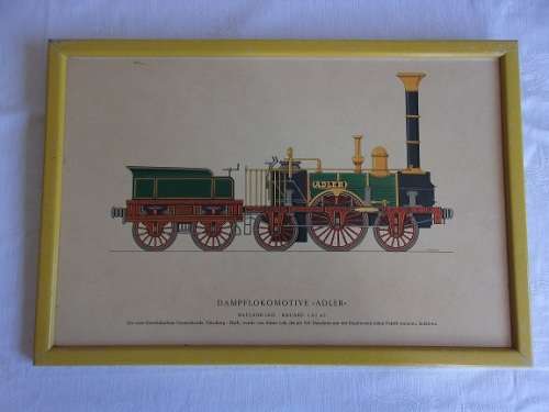 2 Vintage SAR compartment windows with etched springbok head & 2 framed train prints