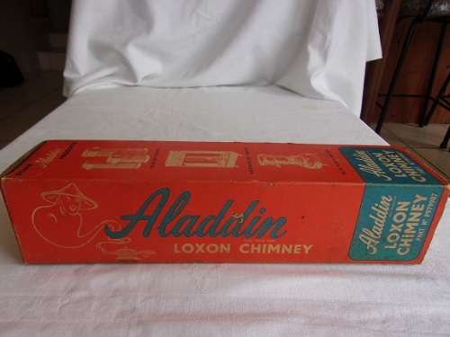 Vintage aluminium Aladdin 21c kerosene table lamp with flue and new wick