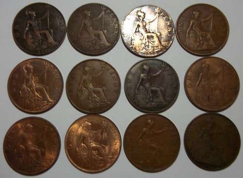 12 Consecutive George V British Penny coins- bid per coin to take all