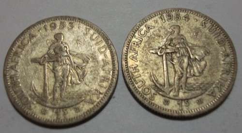 4 x Silver SA Elizabeth II 1 Shilling coins - bid per coin to take all