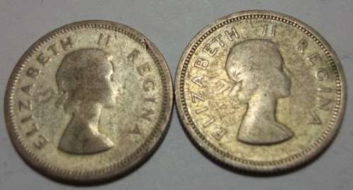 4 x Silver SA Elizabeth II 1 Shilling coins - bid per coin to take all