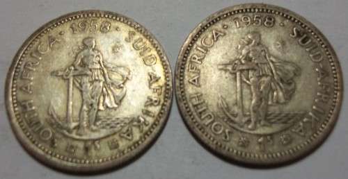 4 x Silver SA Elizabeth II 1 Shilling coins - bid per coin to take all