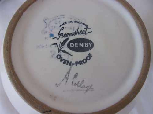 Vintage 31 piece Denby "Greenwheat" ceramic hors d'oeuvre set - designed by Albert Colledge