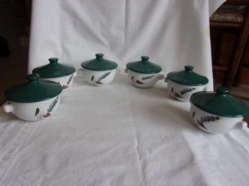 Vintage 31 piece Denby "Greenwheat" ceramic hors d'oeuvre set - designed by Albert Colledge