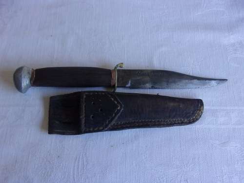Antique Solingen Original Bowie knife in leather sheath