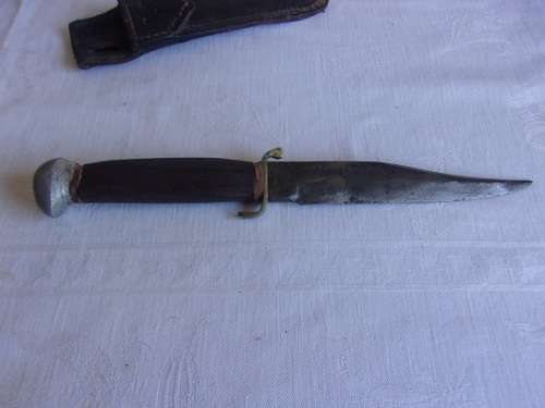 Antique Solingen Original Bowie knife in leather sheath