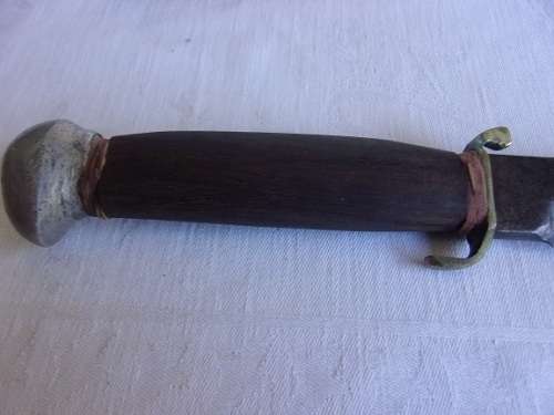 Antique Solingen Original Bowie knife in leather sheath