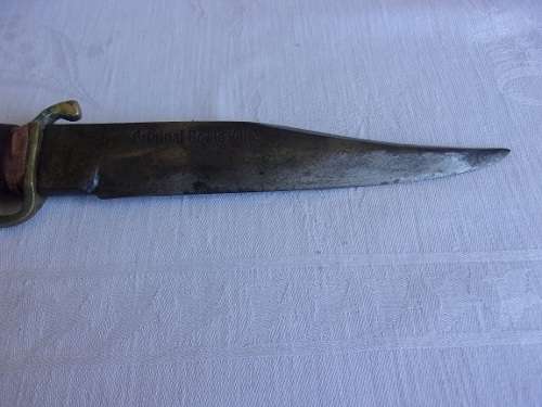 Antique Solingen Original Bowie knife in leather sheath