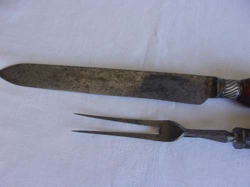 Antique James Deakin & Sons carving set with stag horn handles