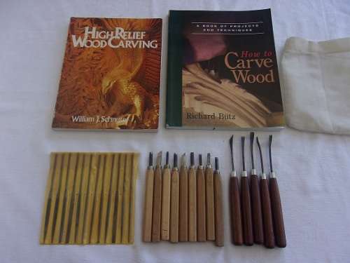 Lot of 14 vintage wood carving tools and other accessories for 1 bid
