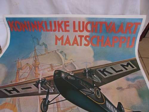 Large vintage Jan Wijga KLM De Vliegende Hollander poster - Printed in Holland