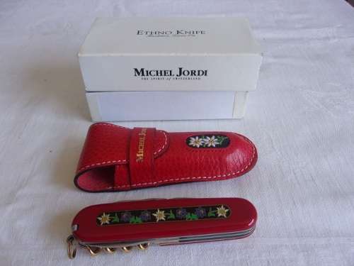 Limited edition Michel Jordi Victorinox Officier Suisse Ethno Knife & leather pouch