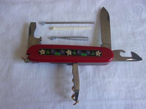 Limited edition Michel Jordi Victorinox Officier Suisse Ethno Knife & leather pouch