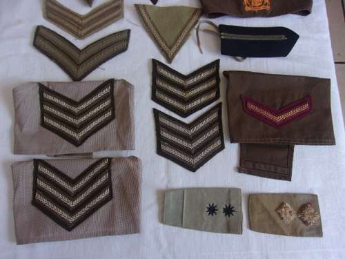 Large lot of military cloth rank badges for 1 bid