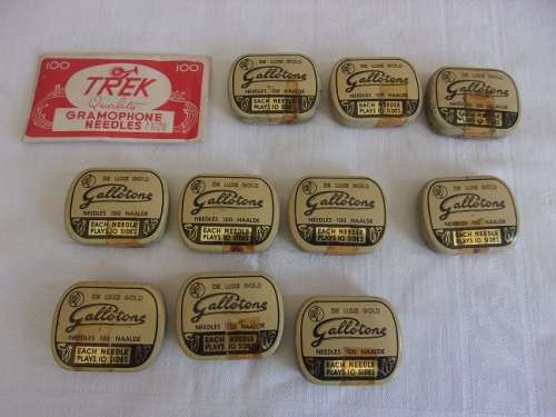 Lot of 10 tins of Gallotone & 1 packet of Trek gramophone needles