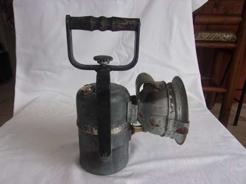 Vintage railways carbide lamp with reflector