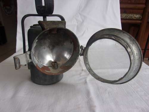 Vintage railways carbide lamp with reflector