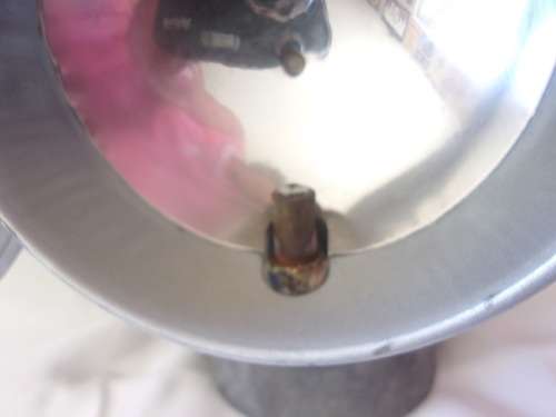 Vintage SA Railways branded carbide lamp with reflector