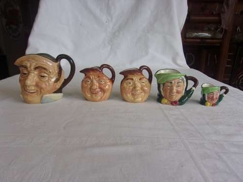 5 Early Royal Doulton character jugs for 1 bid