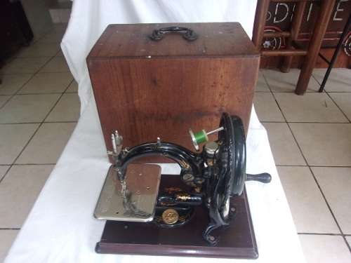 Rare Victorian Willcox & Gibbs sewing machine with wooden carry case