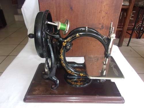 Rare Victorian Willcox & Gibbs sewing machine with wooden carry case
