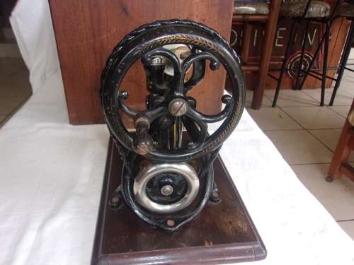 Rare Victorian Willcox & Gibbs sewing machine with wooden carry case