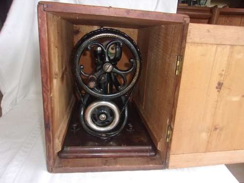 Rare Victorian Willcox & Gibbs sewing machine with wooden carry case