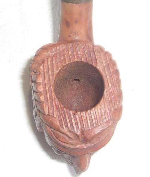 Vintage hand carved Indian Head Genuine Briar smoking pipe - unused