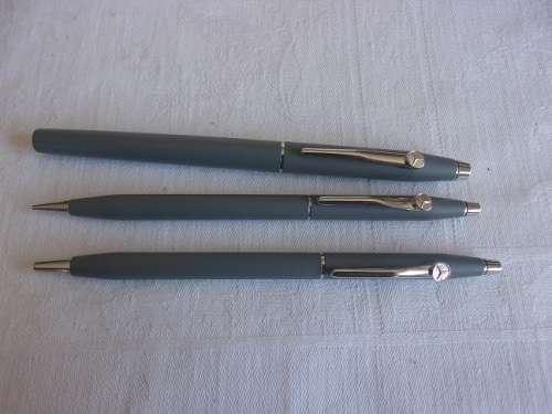 Vintage matte grey Cross 3 piece pen & pencil set - Mercedes logo
