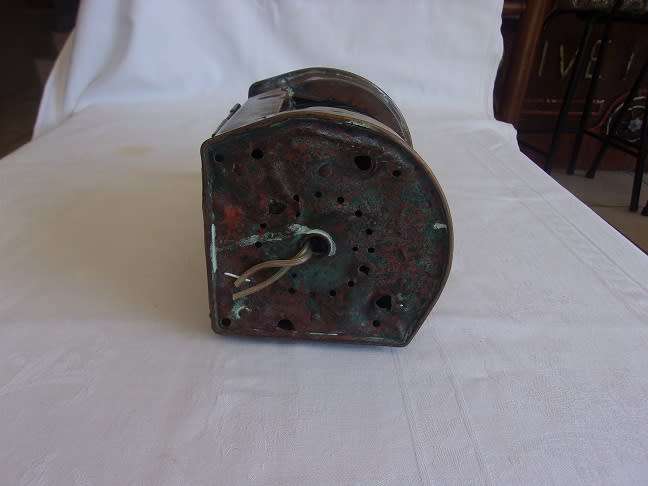 Antique small copper `Stuurboord` ships lantern - electrified