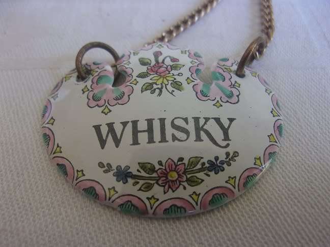 2 Vintage porcelain Royal Adderley & 3 Halcyon Days Enamel decanter labels for 1 bid