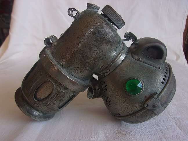 Rare antique Powell & Hanmer "Chieftain" carbide bicycle/ motorbike lamp