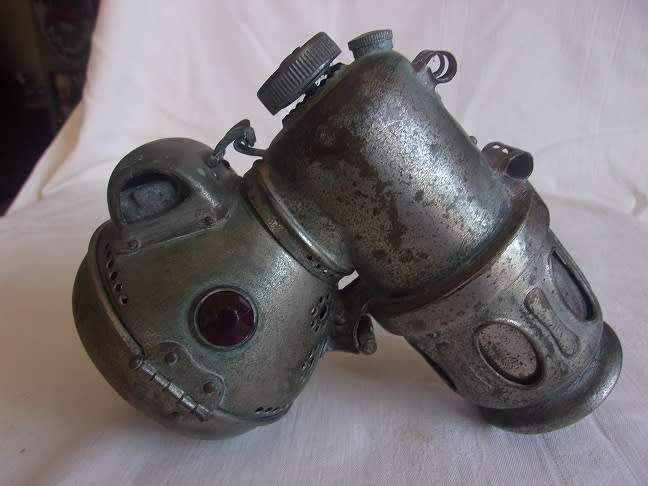 Rare antique Powell & Hanmer "Chieftain" carbide bicycle/ motorbike lamp