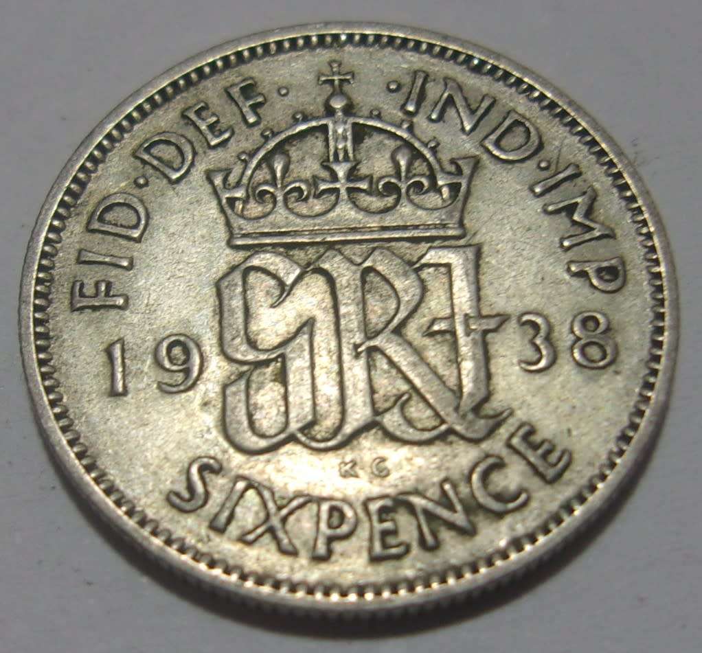 1938 British George VI silver 3 coin set - 1 Shilling to 3p