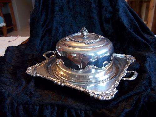 Beautiful Seranco EPNS cheese dish with inner glass plate