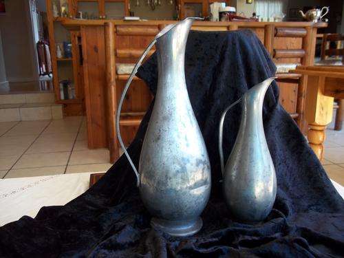 2 mixed pewter jug lot
