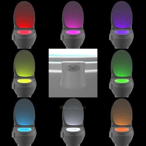 FREE SHIPPING - Toilet Night Light 8 Color LED Motion Sensor Activated Bathroom Illumibowl Seat